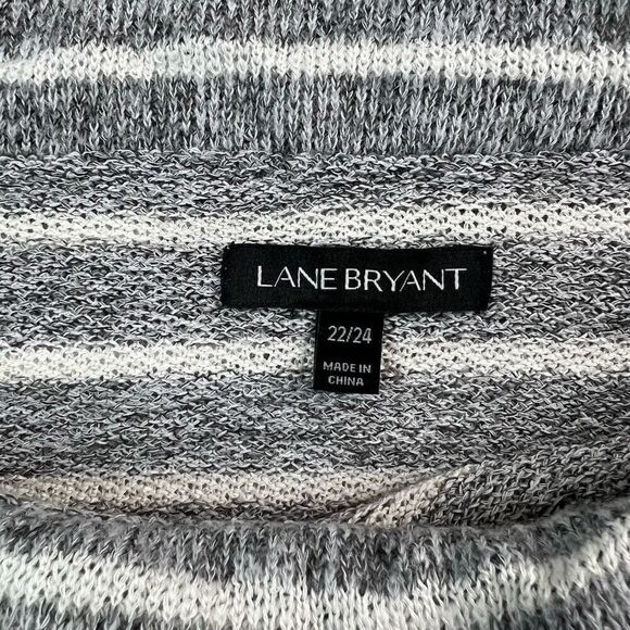 Lane Bryant Off Shoulder Sweater Womens Size 22/24 Grey Stripe Knit Comfort - Picture 2 of 8